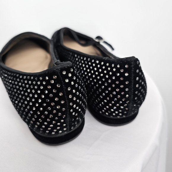 Kelly & Katie Black Velvet Ballet Flats with Rhinestones Size 11 - Picture 3 of 8